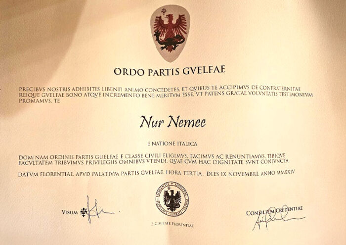 Order of Parte Guelfa Certificate